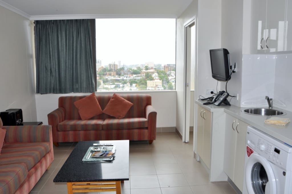 Living room with double sofa bed