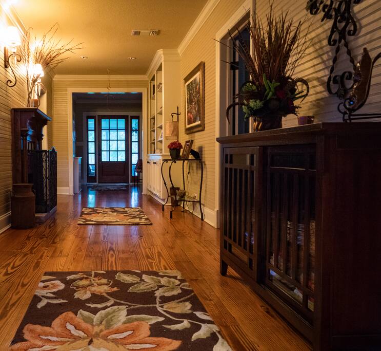 Enjoy the shotgun hallway from 1920's with pine flooring and bead board walls.