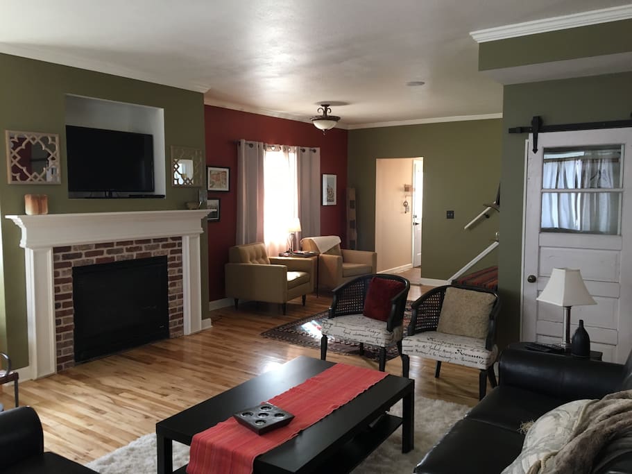 Living room with fireplace