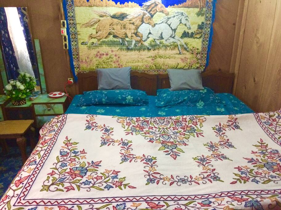 Bedroom with attached bathroom.. the bed is full spring,