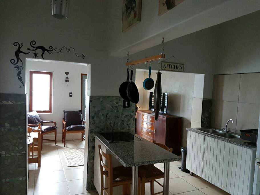 Open plan kitchen and lounge