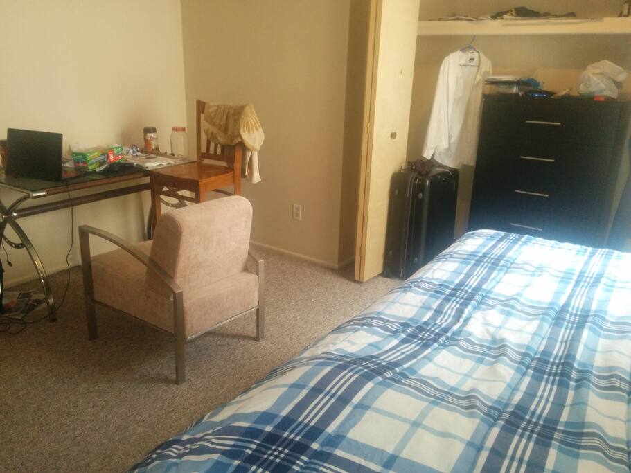 Bright sunlight during day in bedroom and living room