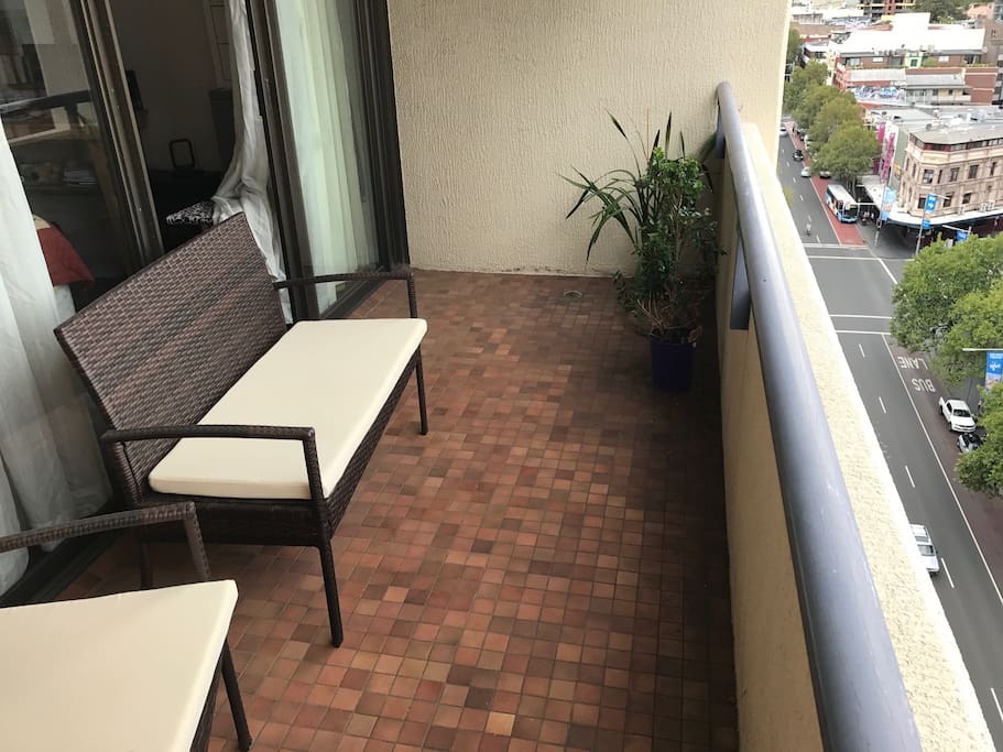 The Private Balcony next to the Bedroom has views over Sydney to the South and West and Oxford Street
