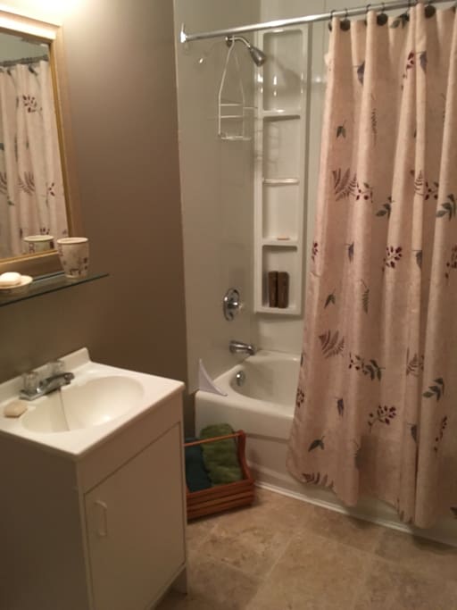 Full private bathroom, tub and shower.