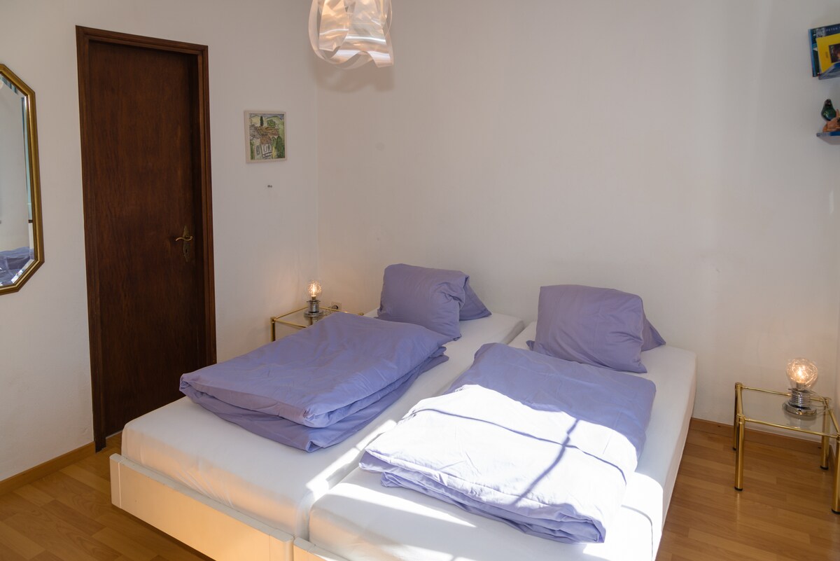 Საძინებელი სამხრეთის ფანჯრით  - (და არა სურათზე: დიდი პრაქტიკული კარადა) 