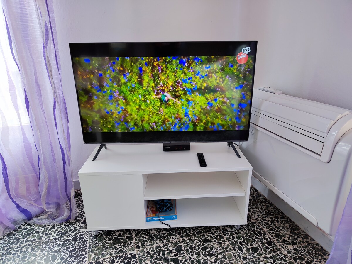 TV satelital en la sala de estar y aire acondicionado 