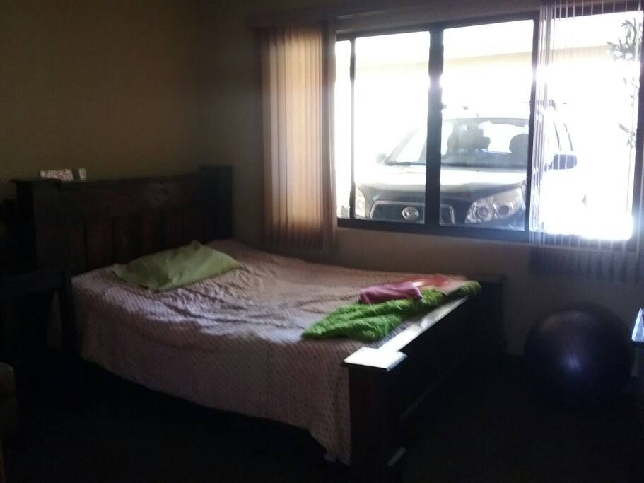 Queen size bed . TV