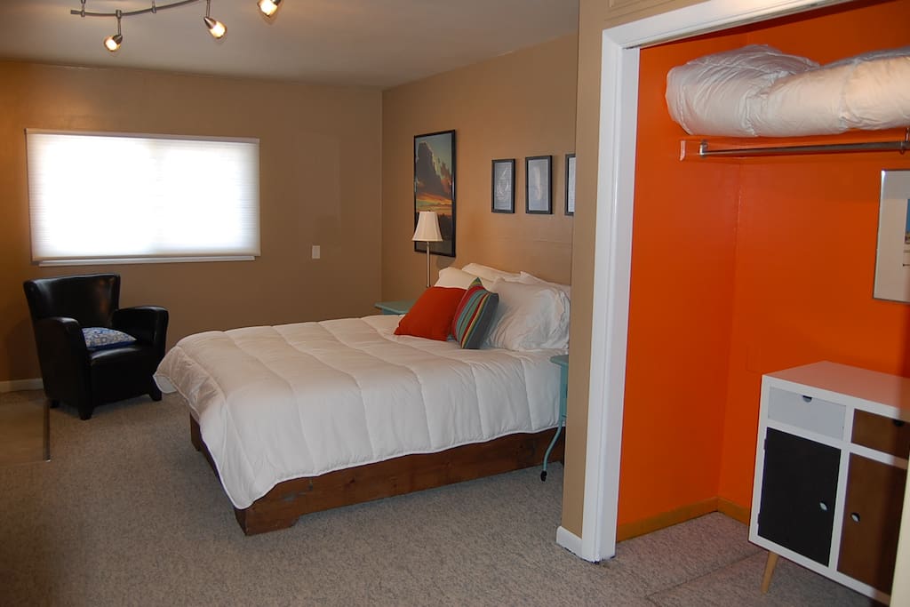 Room to relax, a place to put your stuff away.