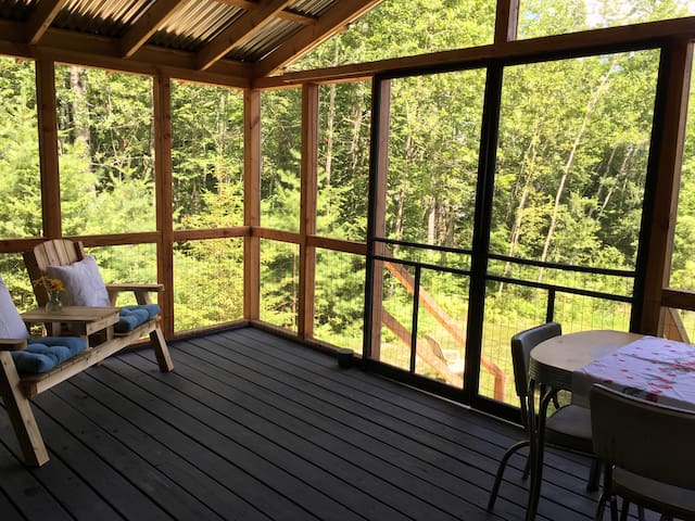 Restored camp nestled in the Maine woods