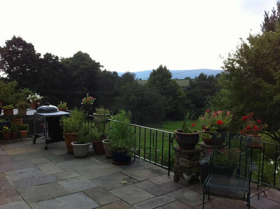 South view, from the patio. Hot tub available in winter; al fresco dining in summer.