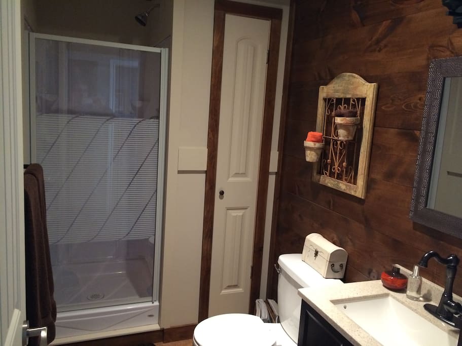 Bathroom with shower.