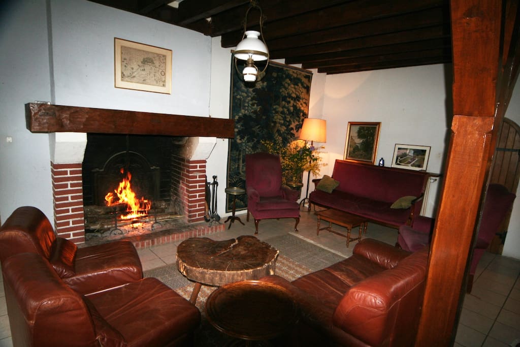 The fireplace in the living room