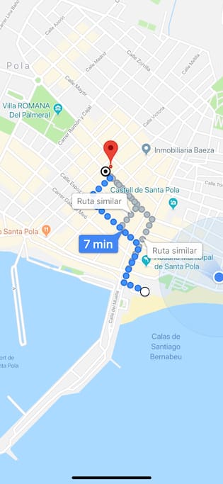 Camino hasta la playa de Levante (7mn andando)