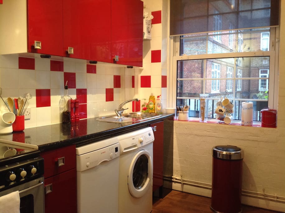 Fitted kitchen with usual cooking amenities and dishwasher
