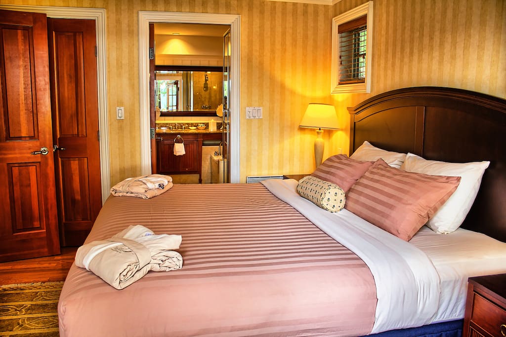 Drift to sleep in the comfortable king bed
