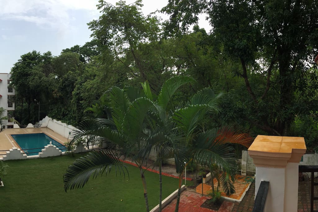 View from balcony facing pool