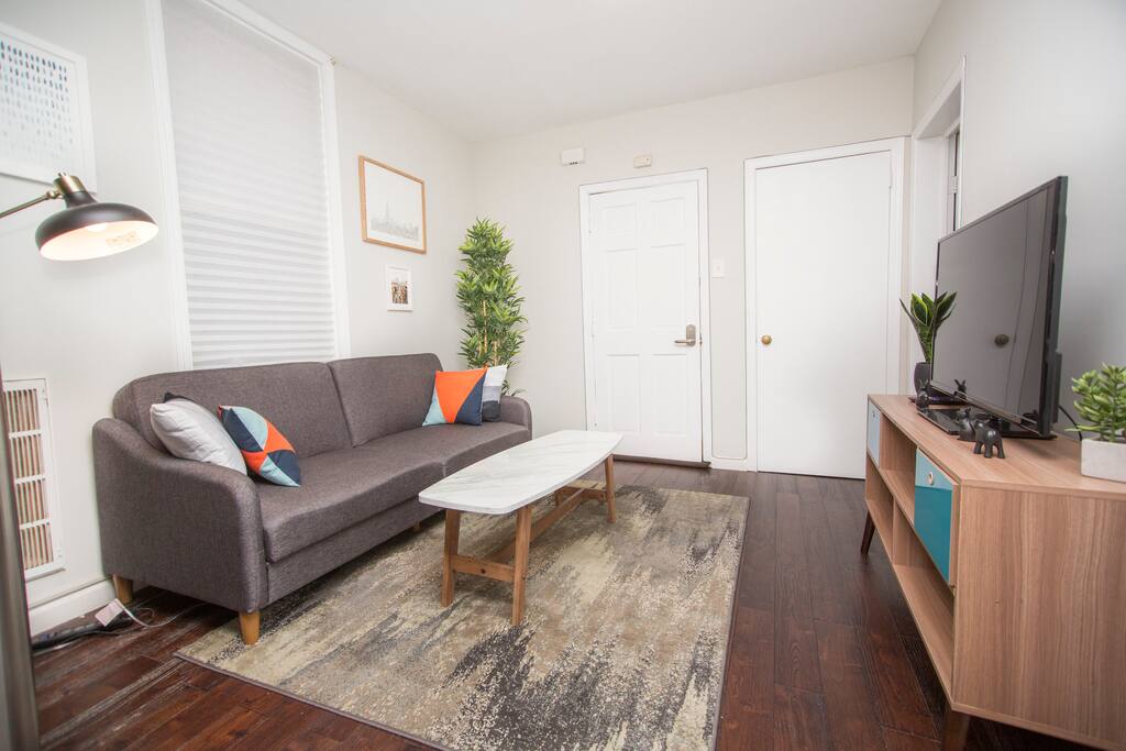 Living room with entertainment center