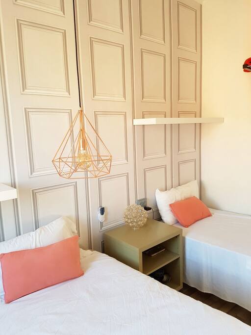 2 single beds, can get together