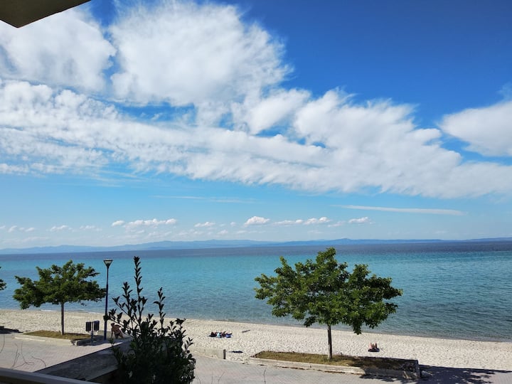 Two floor house in front of the sea at Polychrono.