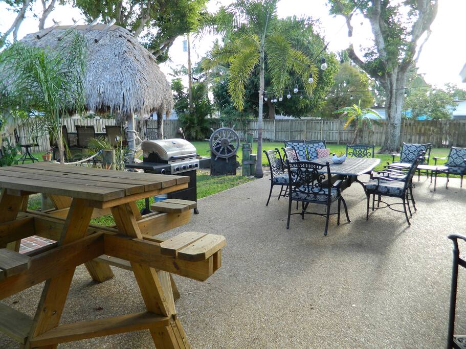 large open patio has grill