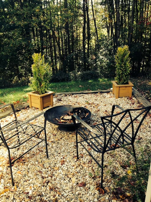 Patio with fire pit off of sitting room