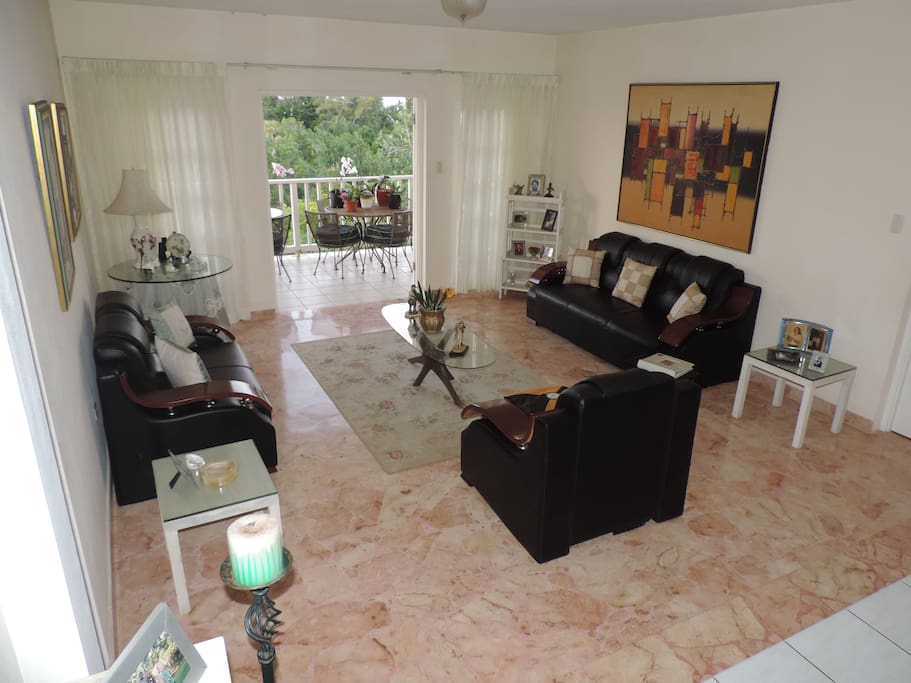 Living room with marble floor