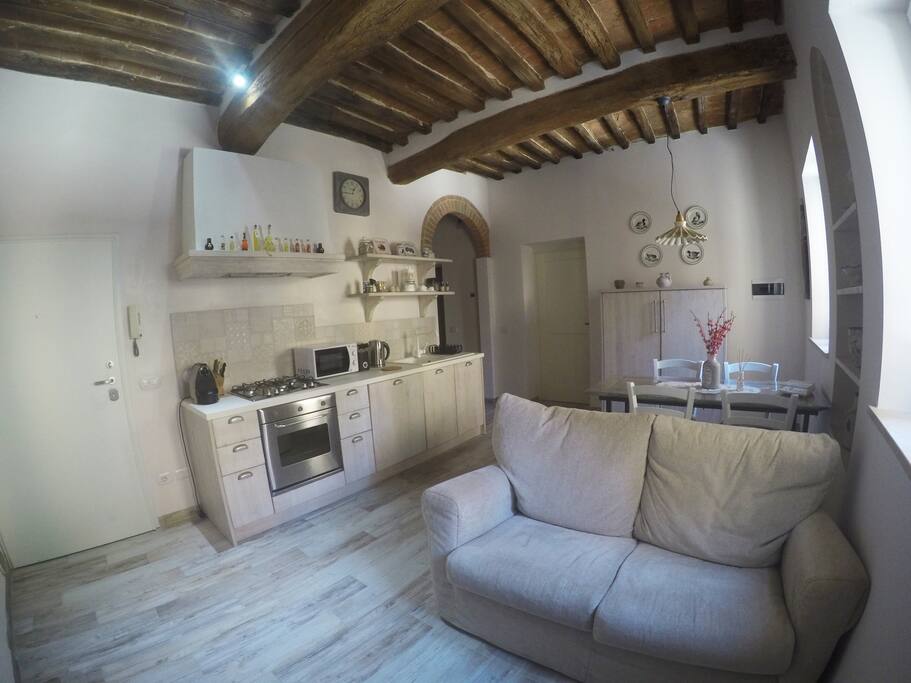 Sofa and tv with satellite channels and DVD player