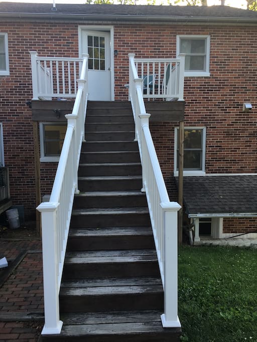 Private entrance leading up to the living space directly from the parking area