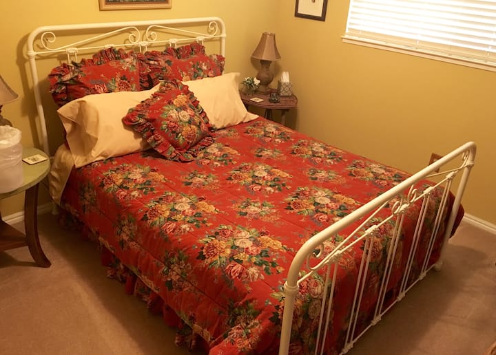 Queen sized bed in our "Gold" room