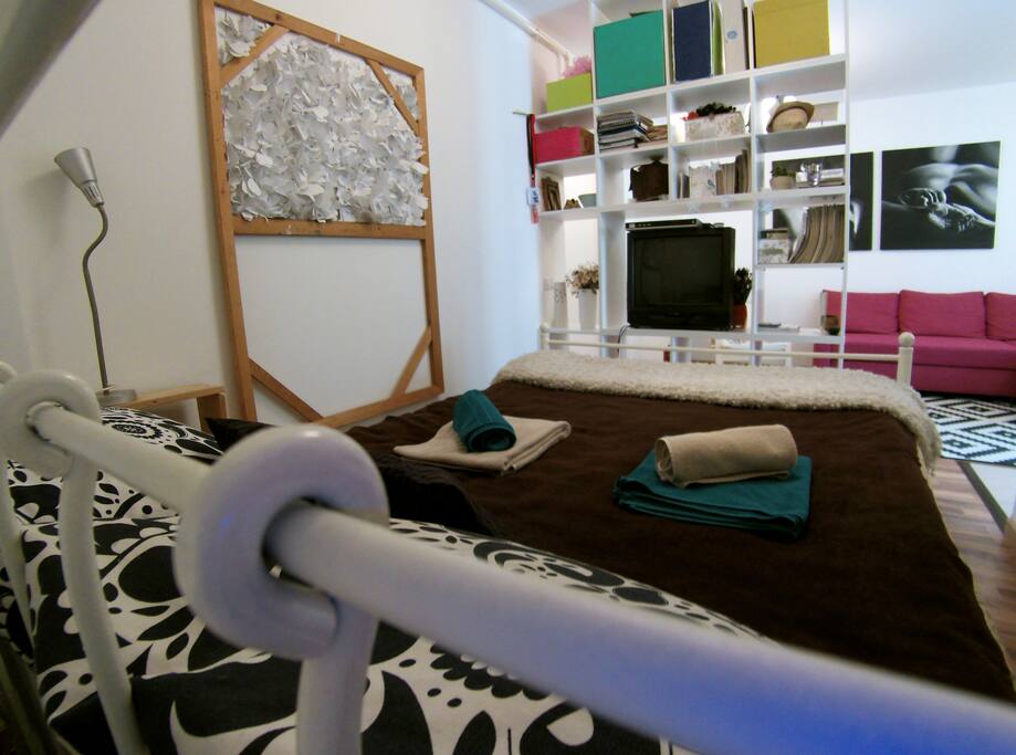 Handmade bed by a local artist. You will have creative dreams