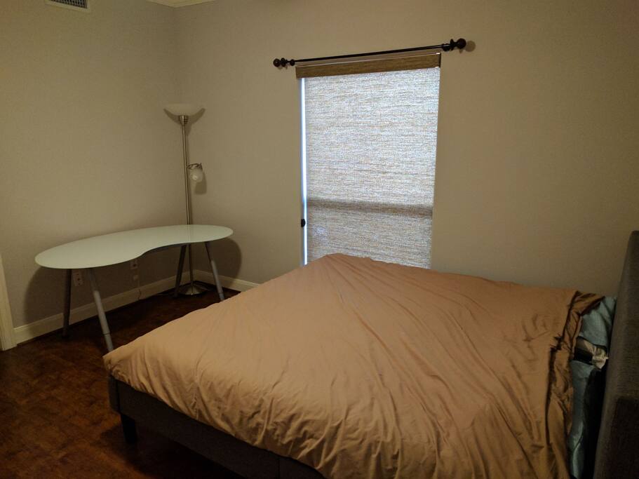 King size Purple mattress, desk, lamp, chair (not pictured). Super comfy!