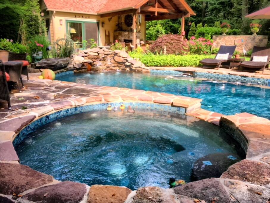 The Spa, connected by spillway to the pool