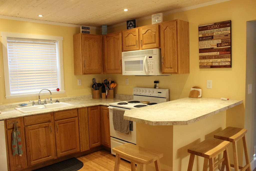 New kitchen with everything you will need to cook a great meal and included a dishwasher!