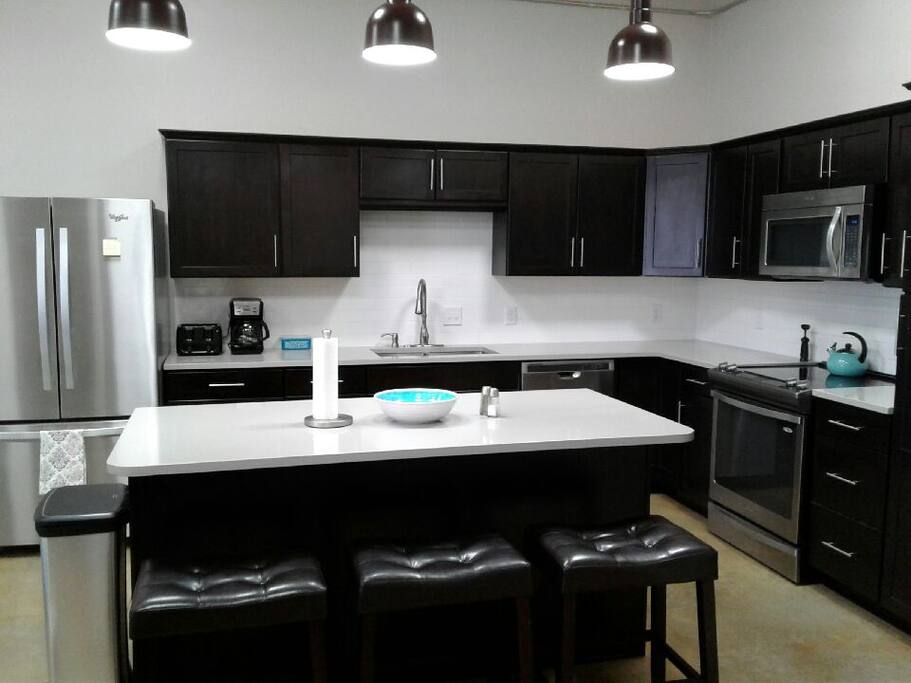 Kitchen and Island with seating