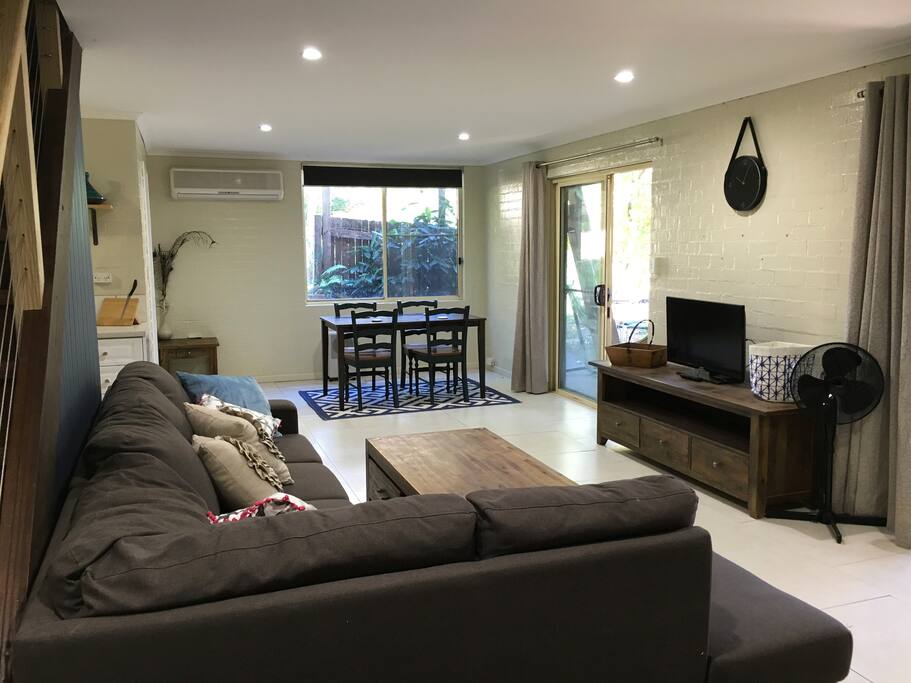 Spacious living area with big comfy lounge.