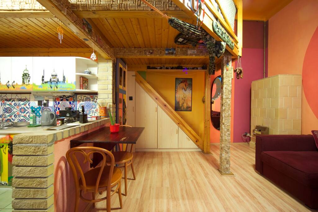 Where the room and kitchen meet