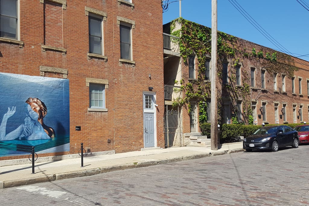 Cool new Short North artwork on the wall steps from your rental.