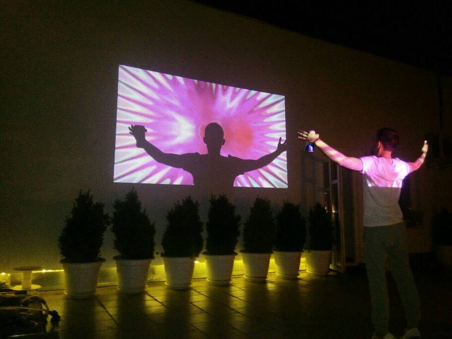 MOVIE PROJECTOR ON TERRACE