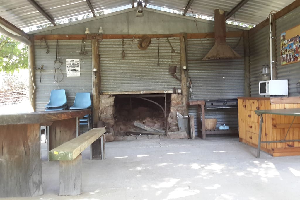 inside our rustic hut