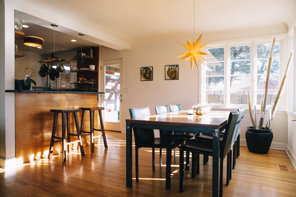 Dining area in view of the kitchen and visa versa. Makes cooking fun.