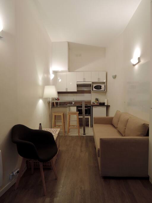 Living room with sofa-bed and Kitchen