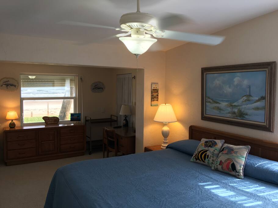 MASTER BEDROOM WITH A KING PILLOWTOP BED & VIEWS OF THE BEACH & OCEAN