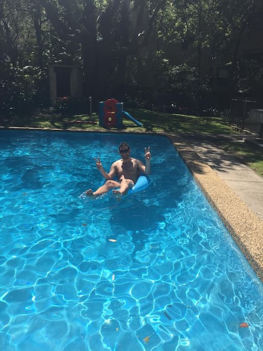 Our shared outdoor pool and gardens