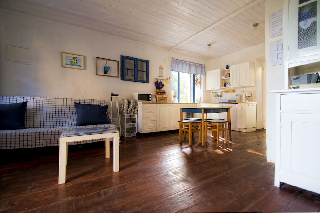 Living room and kitchen in an open plan.
