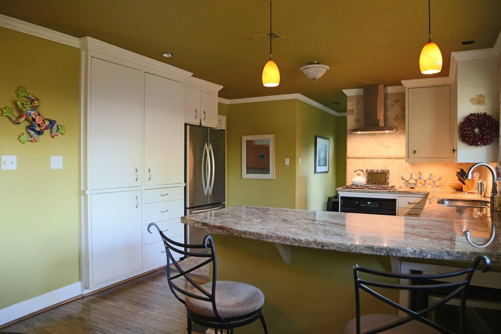 Cabinet space for storing pantry goods, microwave inside!