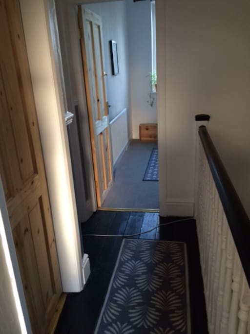 the hall leading to the room
