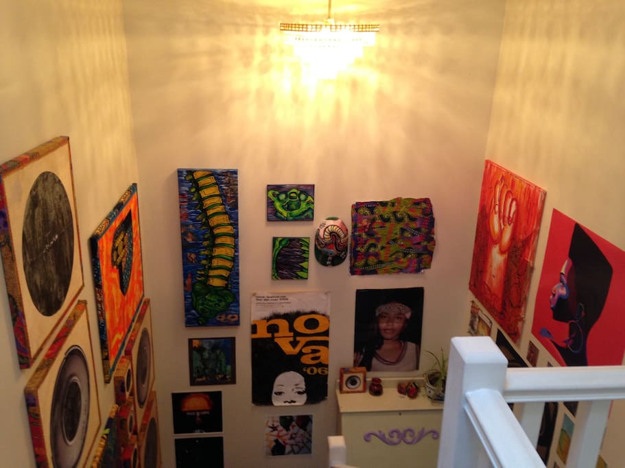 Art gallery stairwell, with local Vancouver artists work