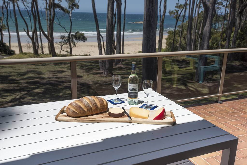 Alfresco dining on the balcony, as you overlook the beach