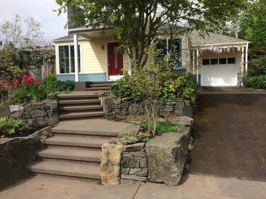 Entry and off-street parking space.