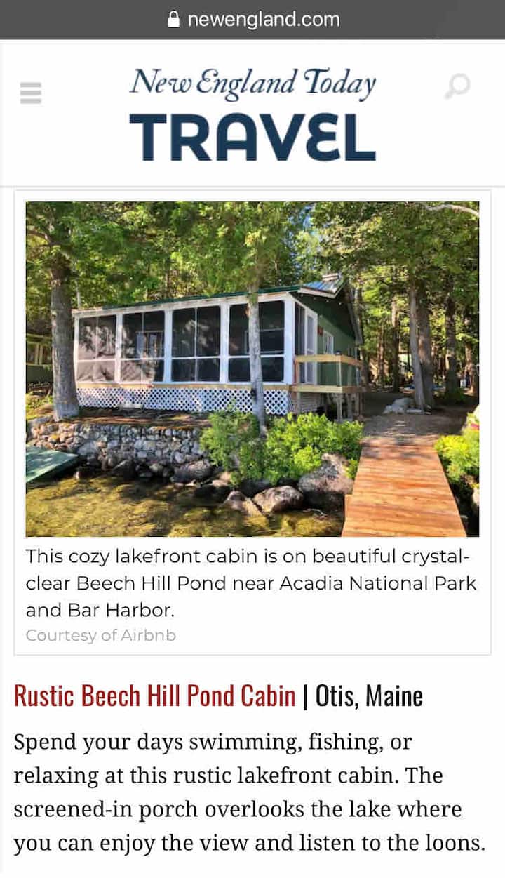 Lakefront Cabin on Beech Hill Pond near Acadia Cabins for Rent in